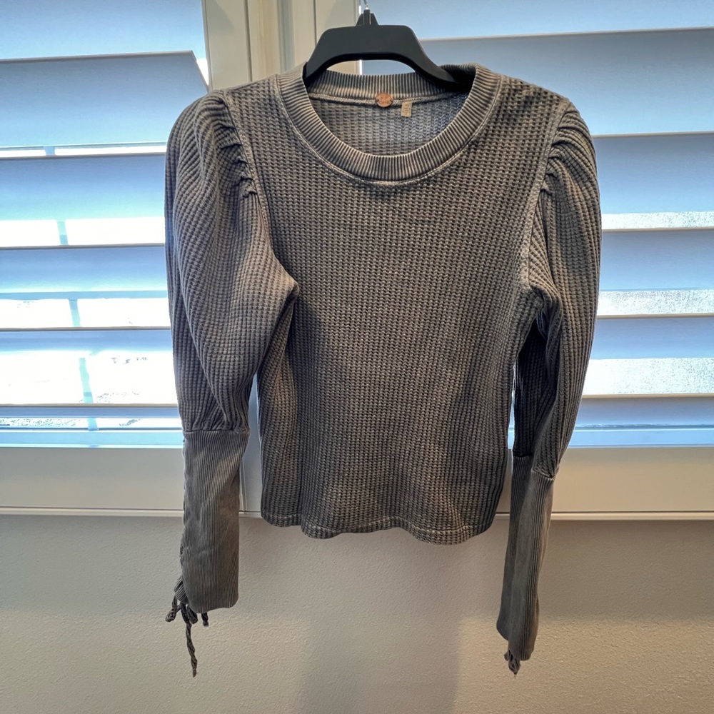 Free people Gray Waffle Knit Women's Top